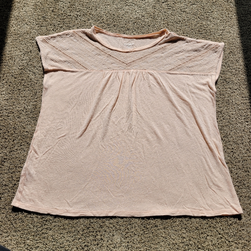 Loft Womens Blouse M Sleeveless Peach Pink Linen Blend Summer Business Casual